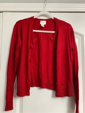 H&M Button Down Sweater Red